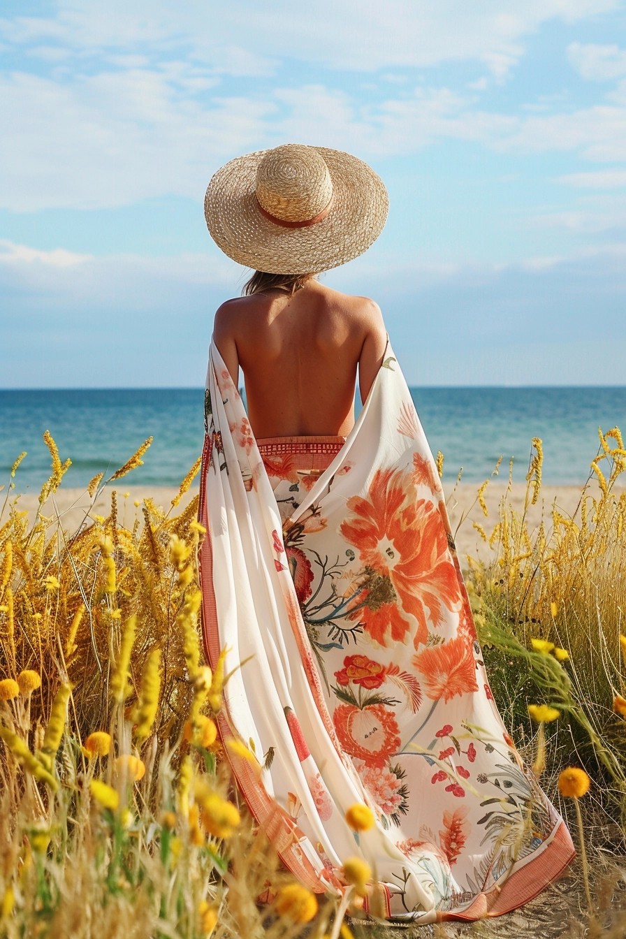 Sarong + Straw Hat