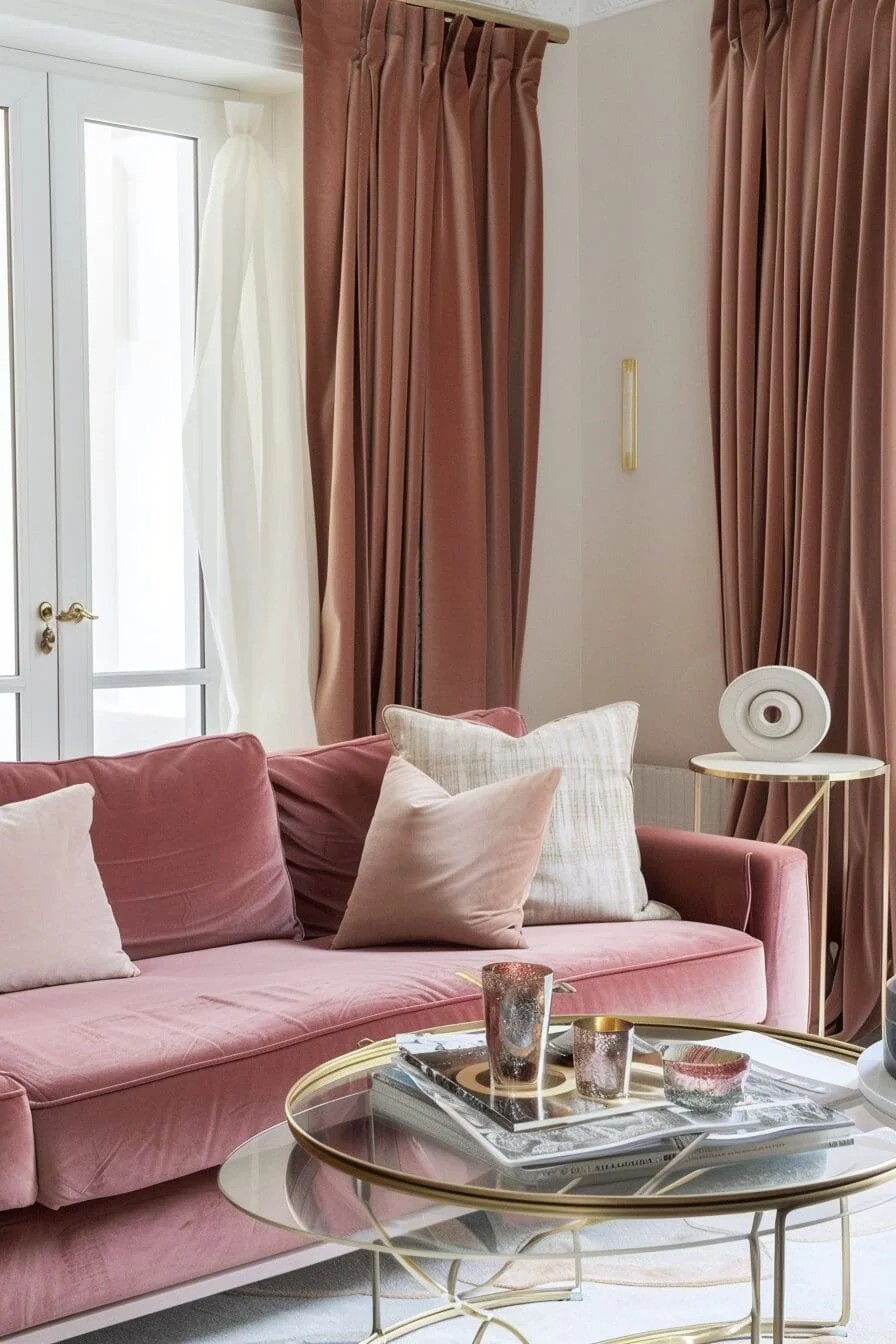 Blush Velvet Sofa