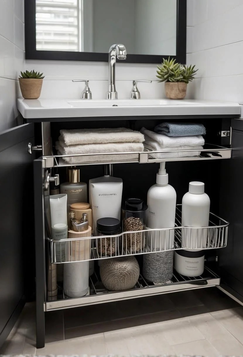 Use Under-Sink Organizers In Small Bathroom Spaces