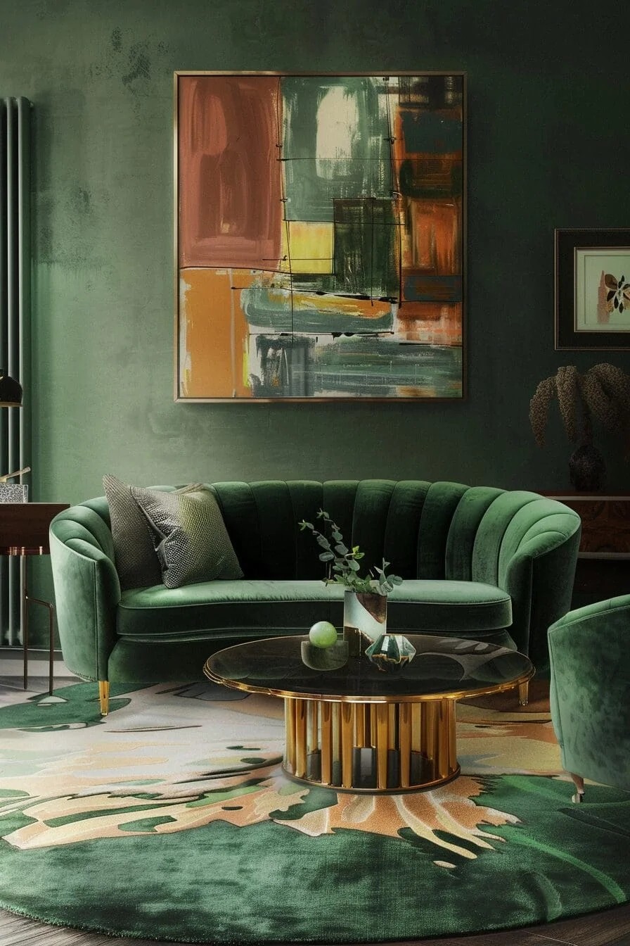 Emerald Green Velvet Sofa