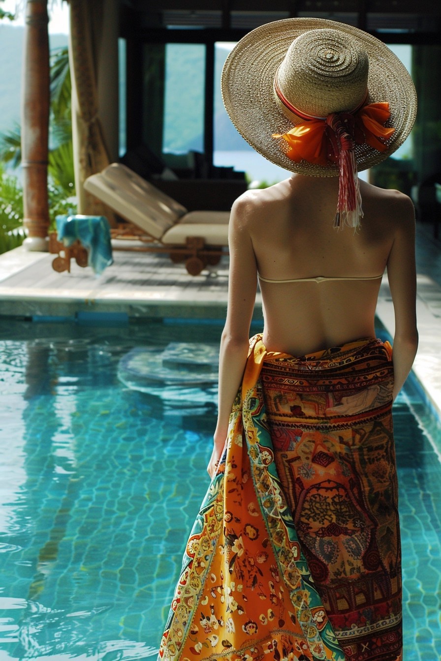 Sarong + Straw Hat