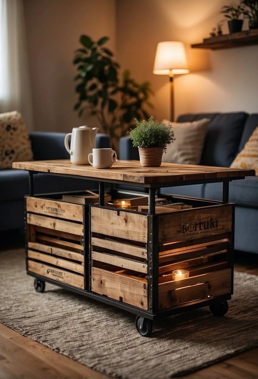 Coffee Table Made of Stacked Crates