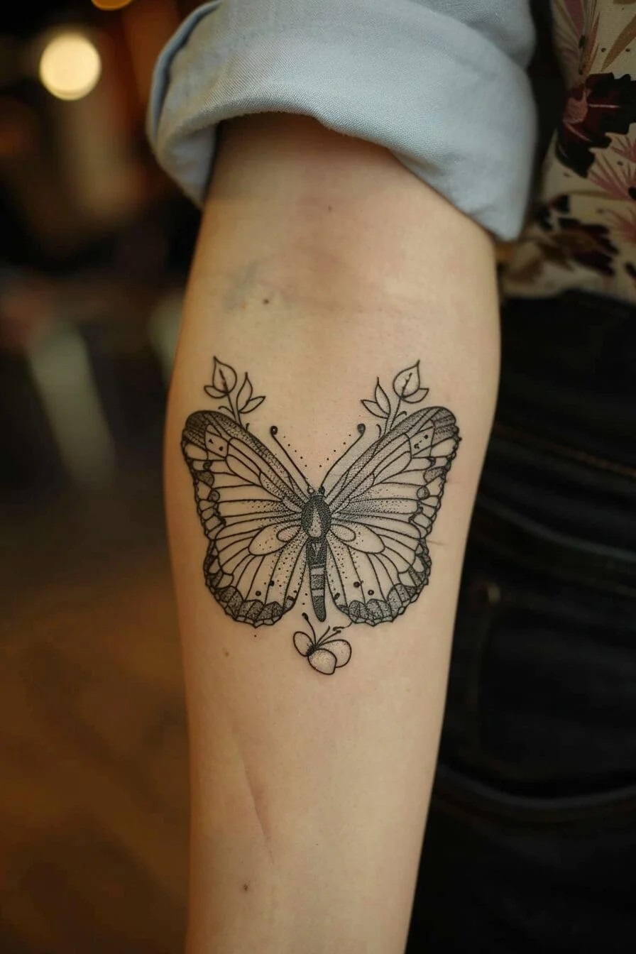 Butterfly with Wings Spread: Symbolizes peace, serenity, and the ability to spread love and positivity