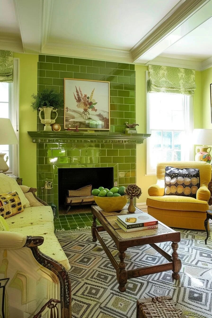 Green Tile Fireplace