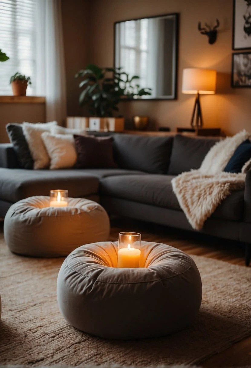 Bean Bags Around a Coffee Table for Conversation