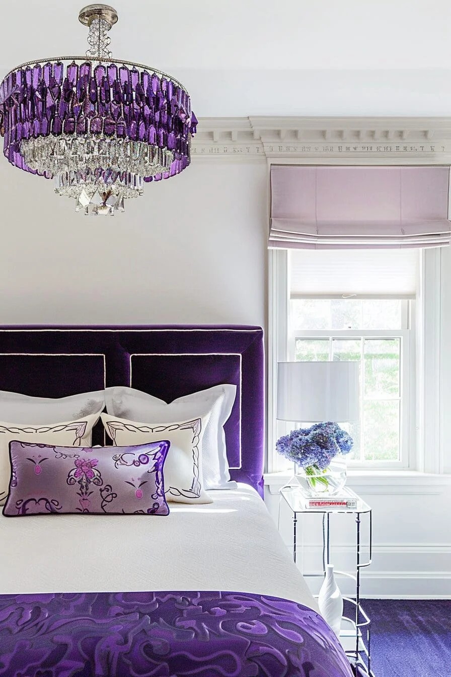 Chandelier with Purple Crystals