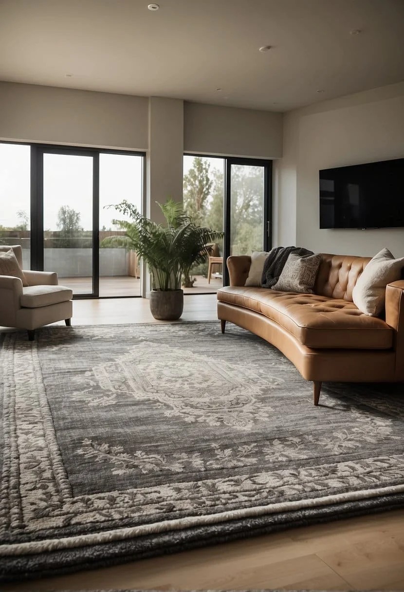 Use a Large Area Rug to Anchor the Space and Create a Cozy Feel