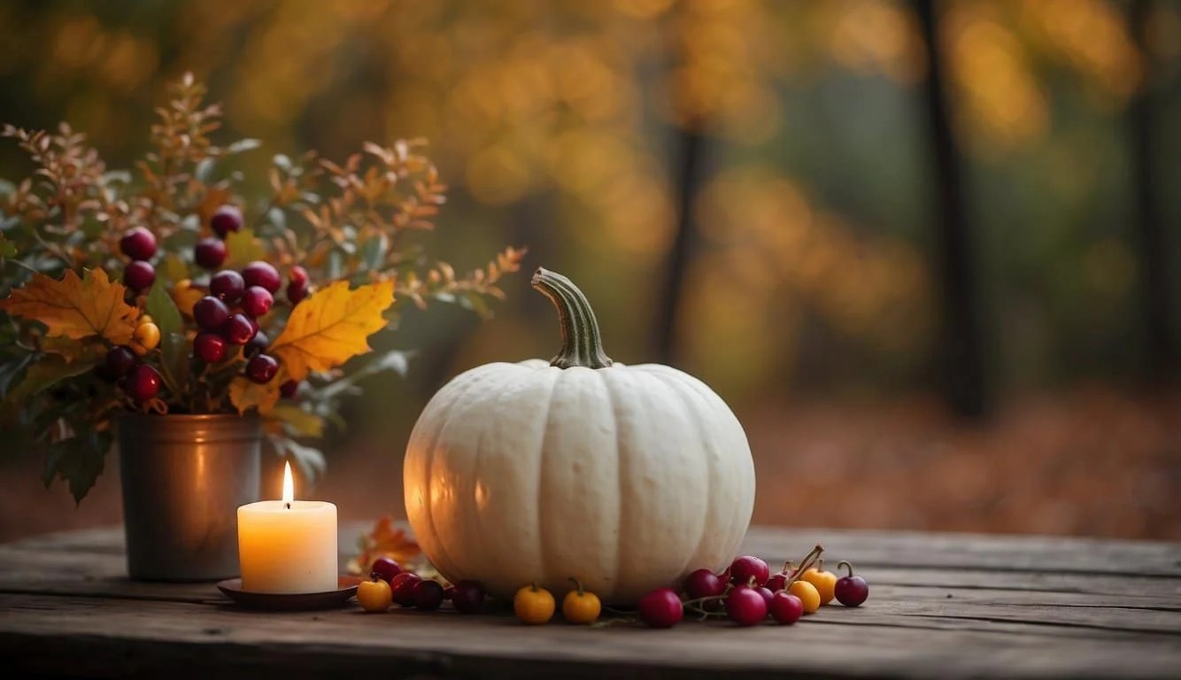 White Pumpkin and Cranberry Centerpiece