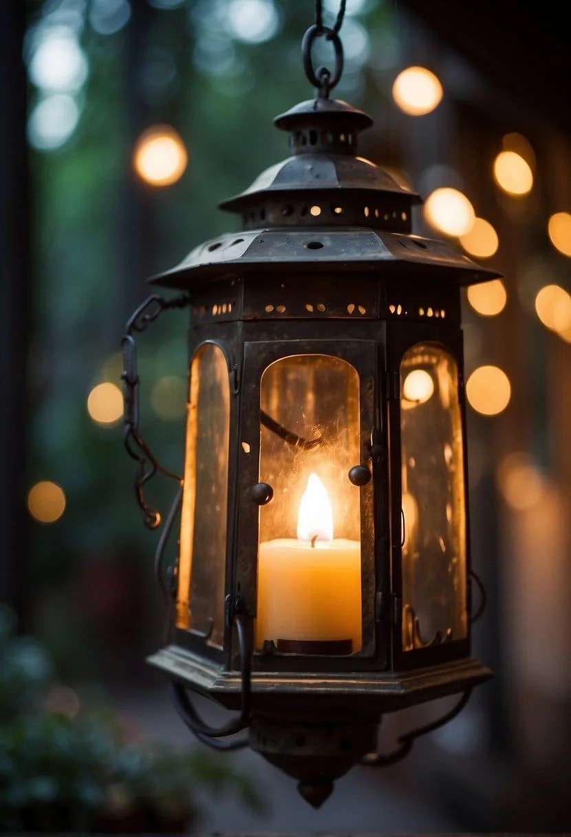 Antique Lantern with Candle Cluster