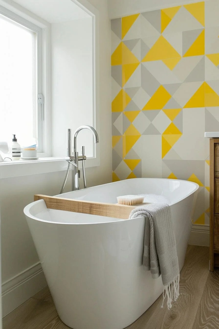 Yellow and Gray Geometric Wallpaper