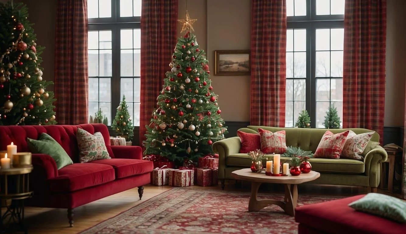 Red and Green Plaid Christmas Curtains