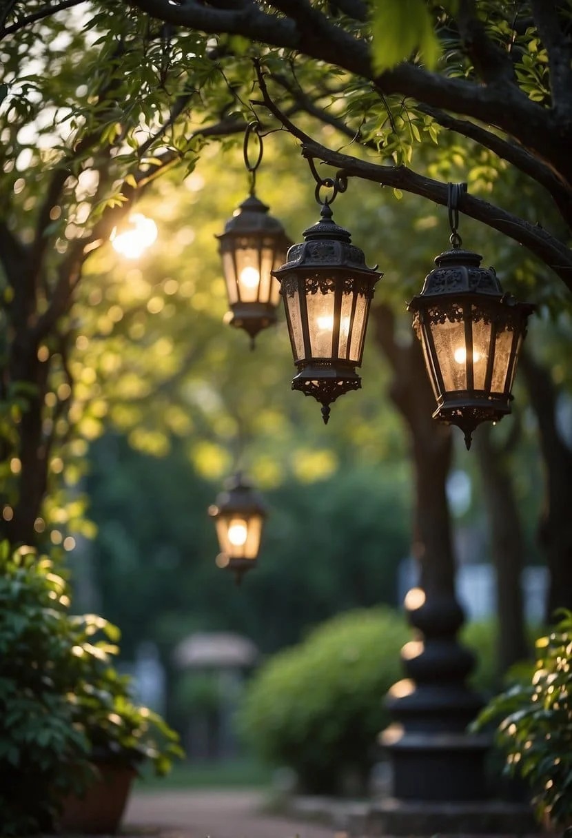 Wrought Iron Lanterns in the Garden