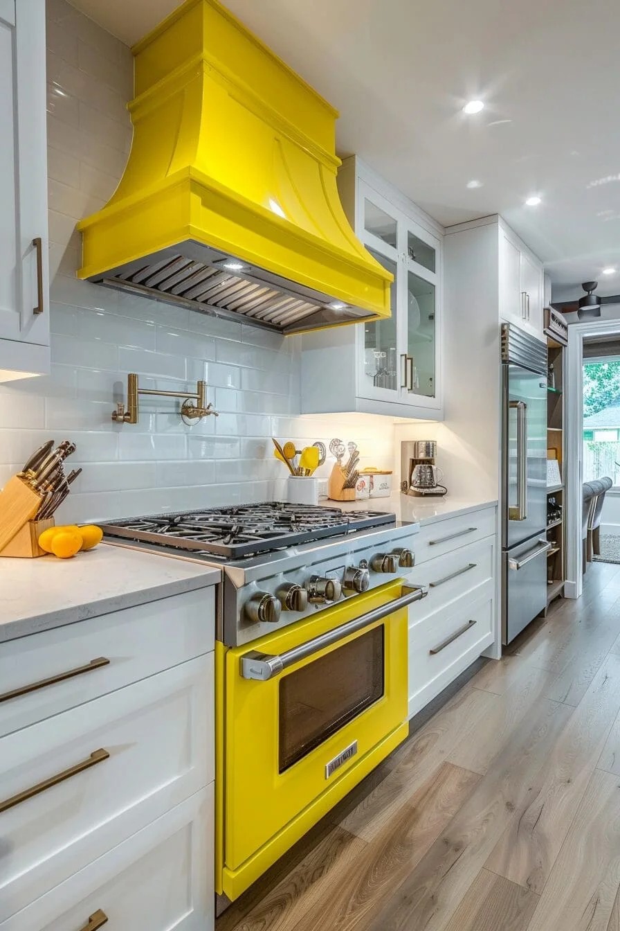 Pops of Yellow with Painted Appliances