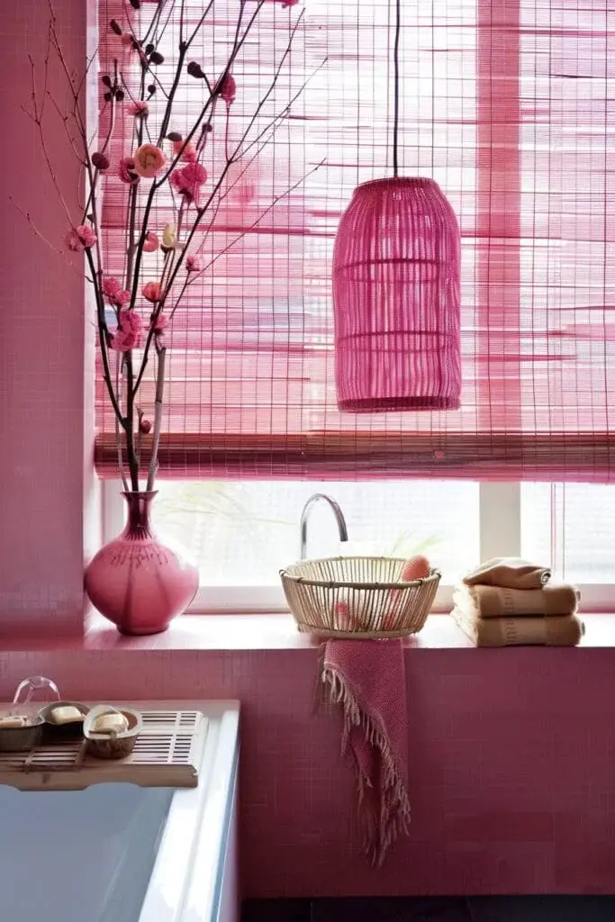 Pink Bamboo Blinds