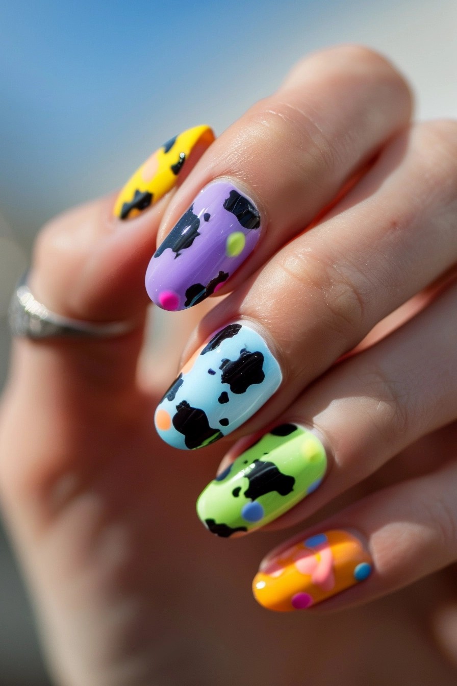 Cow Print in Spring Colors