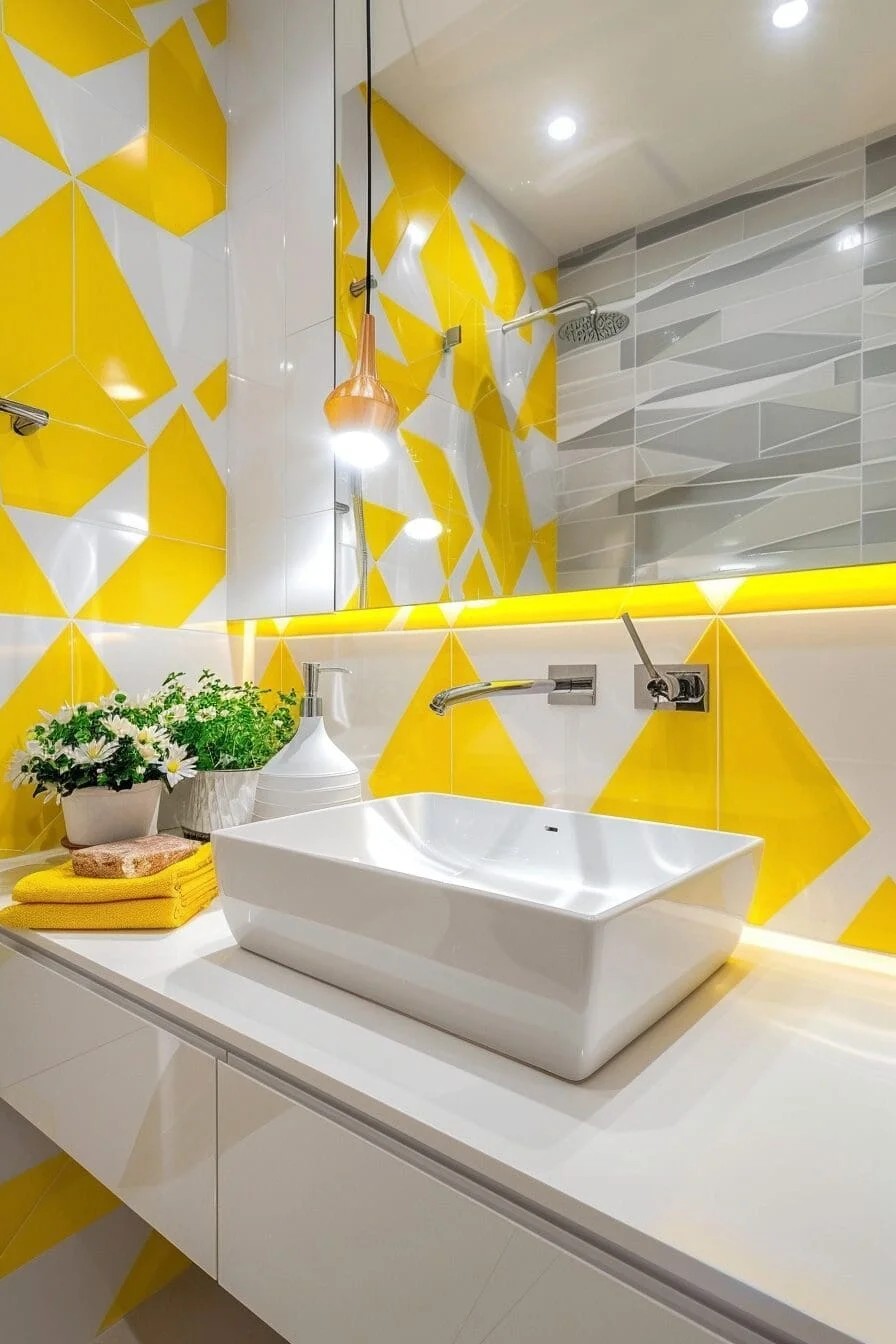 Yellow and Gray Geometric Wallpaper