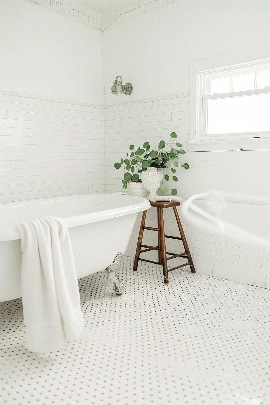 White Penny Tile Floor