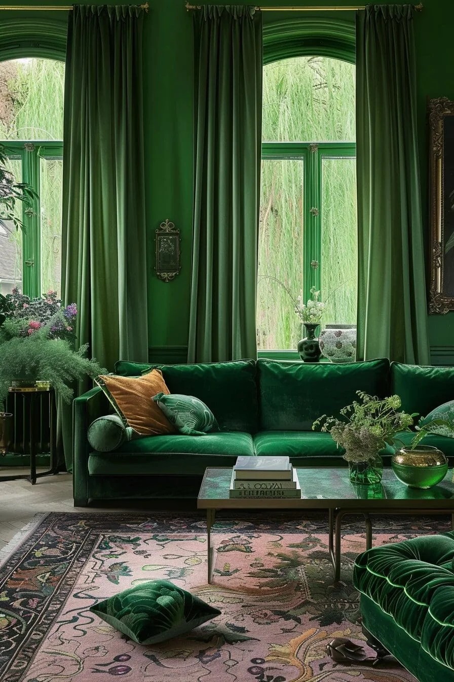 Green Velvet Curtains