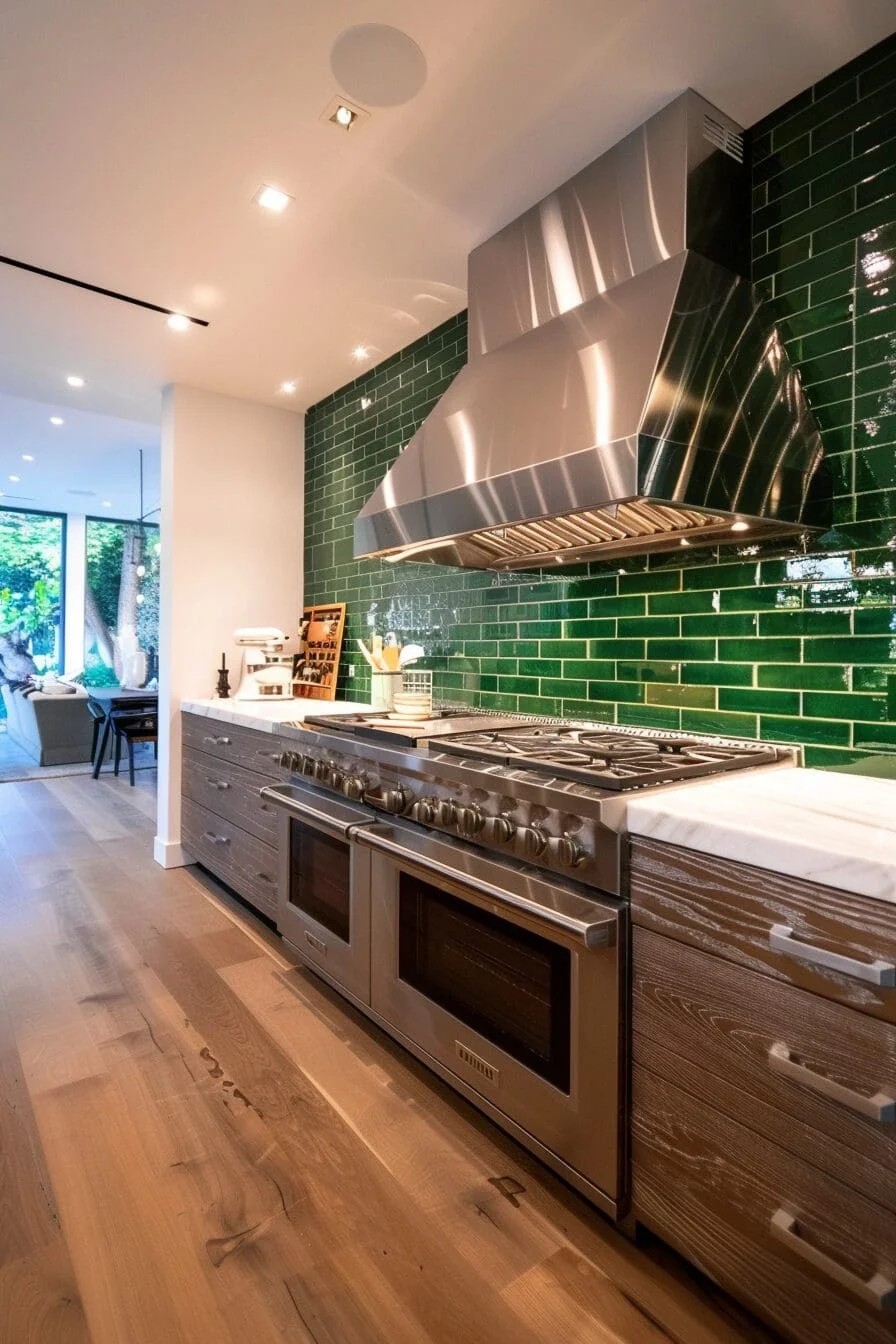 Emerald Green Tile Backsplash