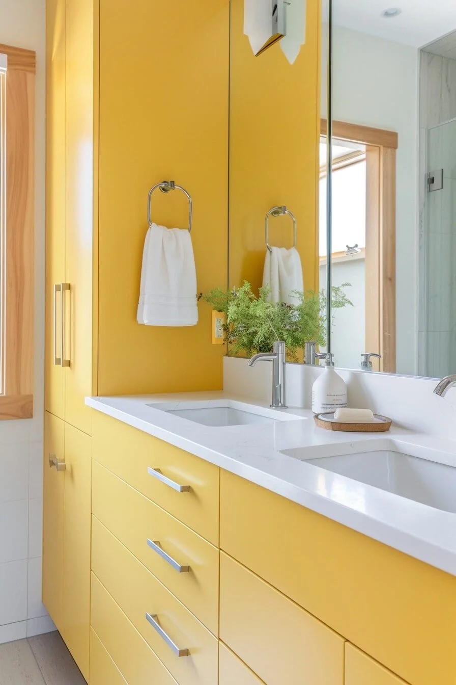 Mustard Yellow Vanity with Clean Lines