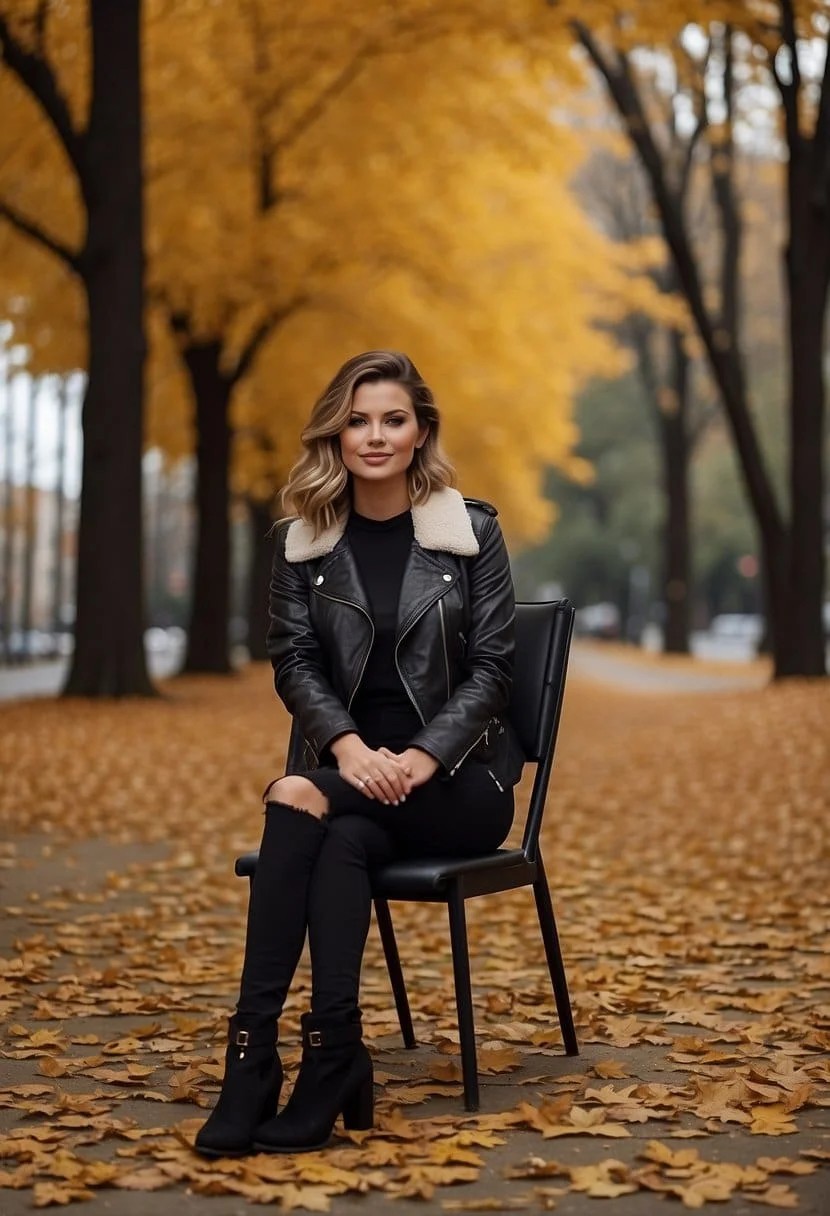 Leather Jacket with Black Jeans