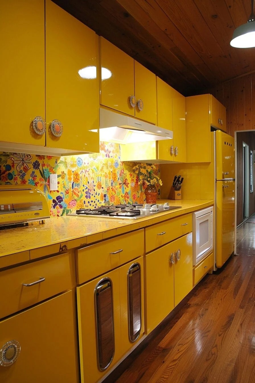 Retro Yellow Kitchen Cabinets