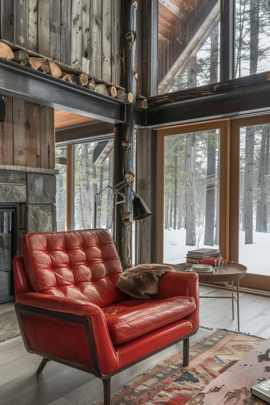 Rustic Red Leather Armchair