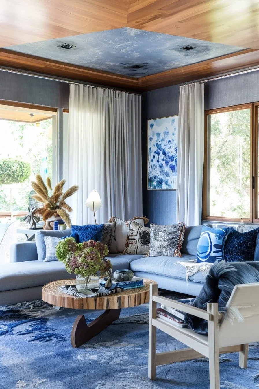 Blue and Wood Tones