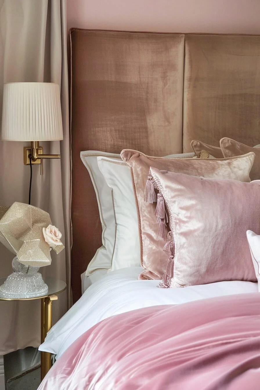 Dusty Rose Velvet Headboard