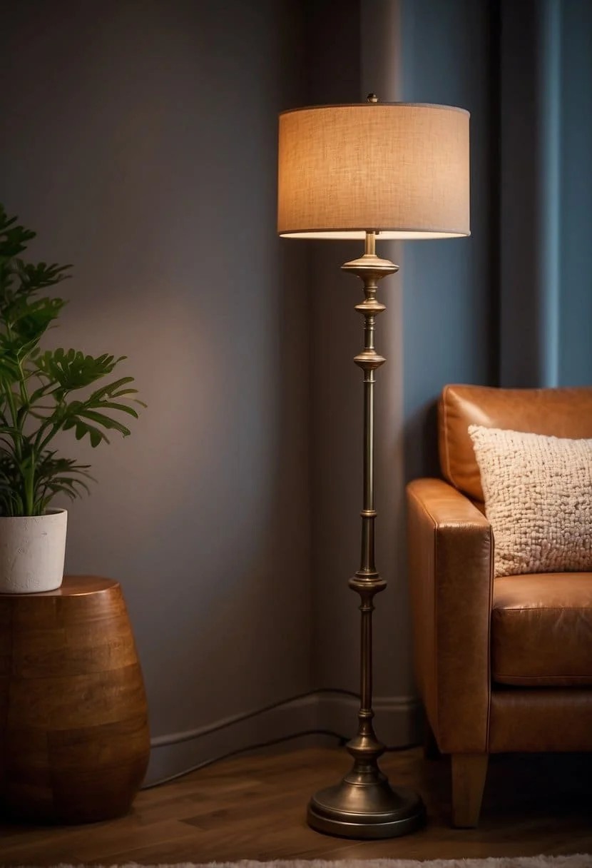 Use a Floor Lamp to Save Space on A Side Table