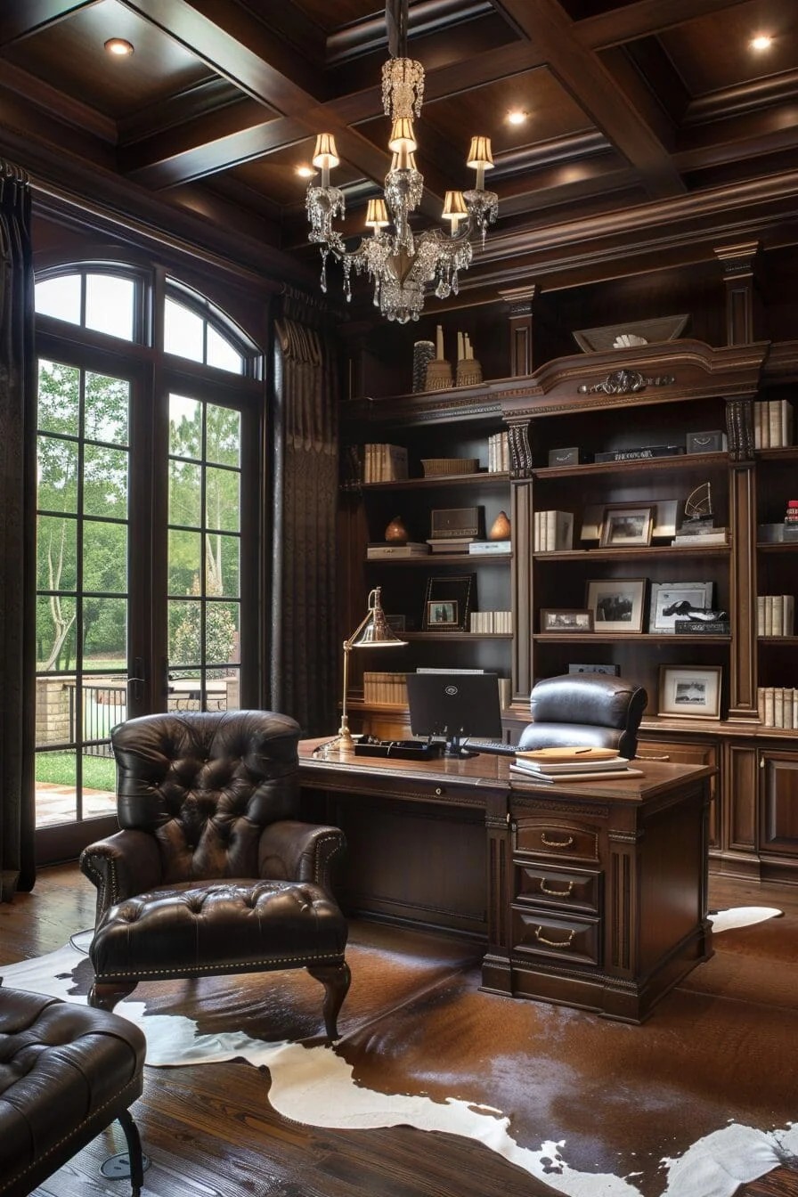 Luxurious Leather Home Office Setup