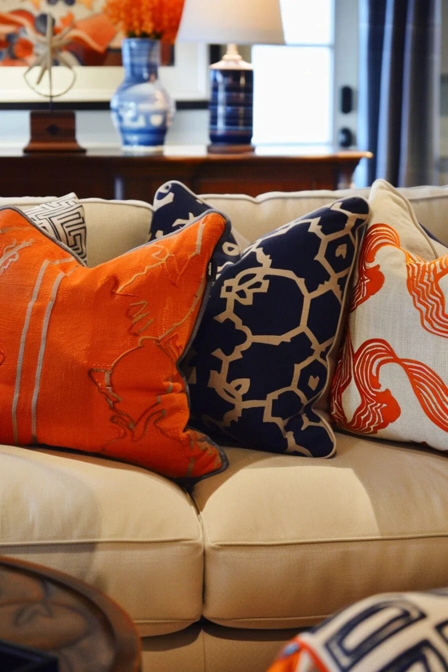 Navy & Orange Pillows