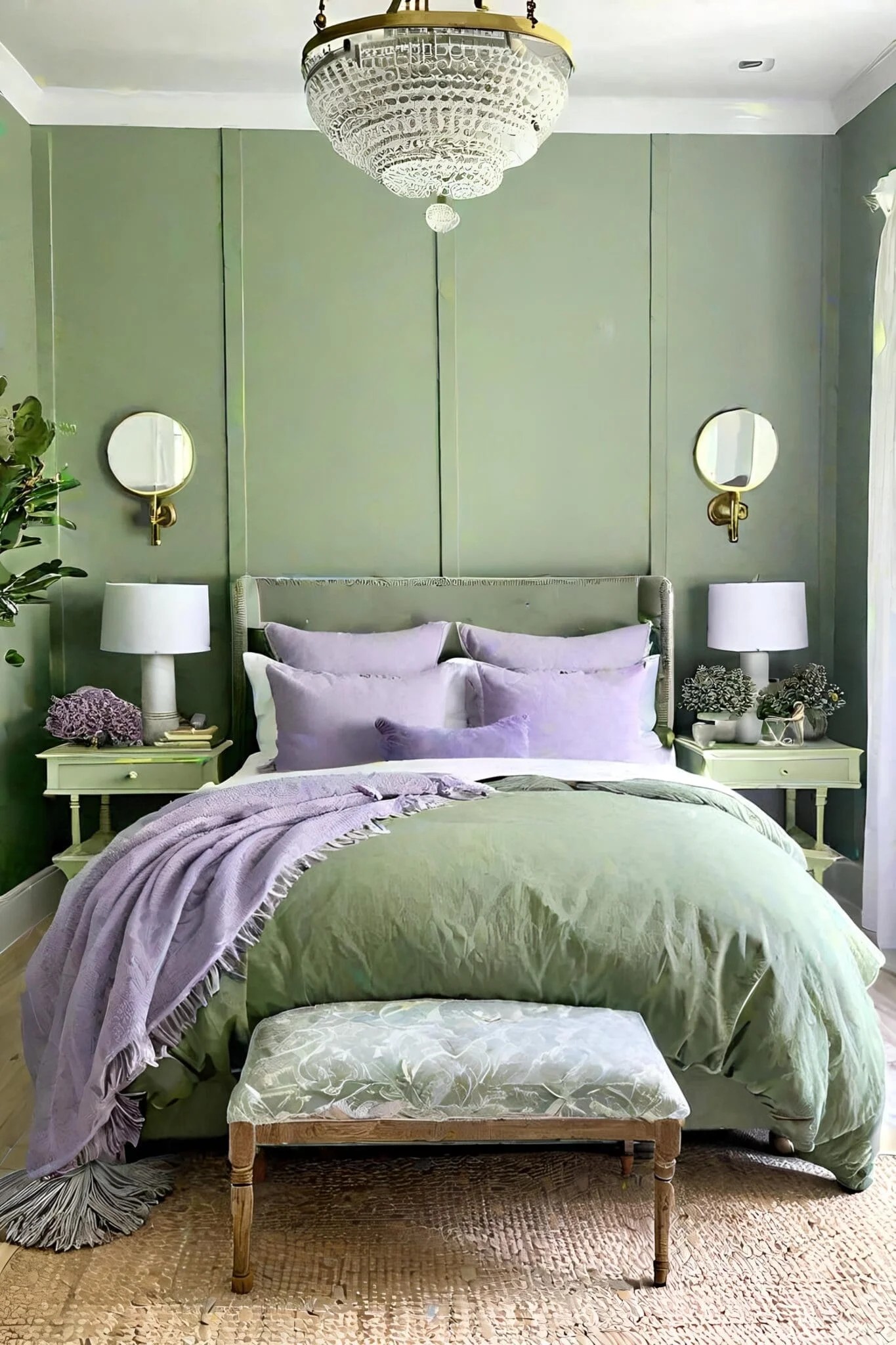 Sage Green Bedroom With A Touch Of Lavender