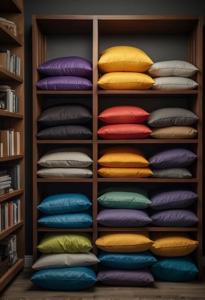 Bean Bags On Storage Shelves for Extra Seats