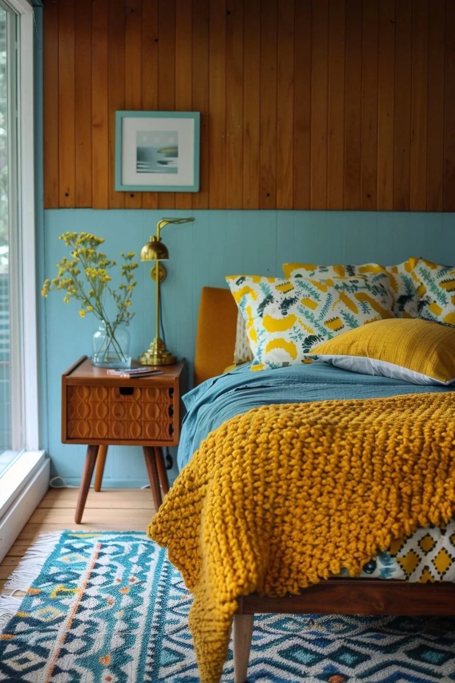 Mid-Century Modern Yellow and Teal