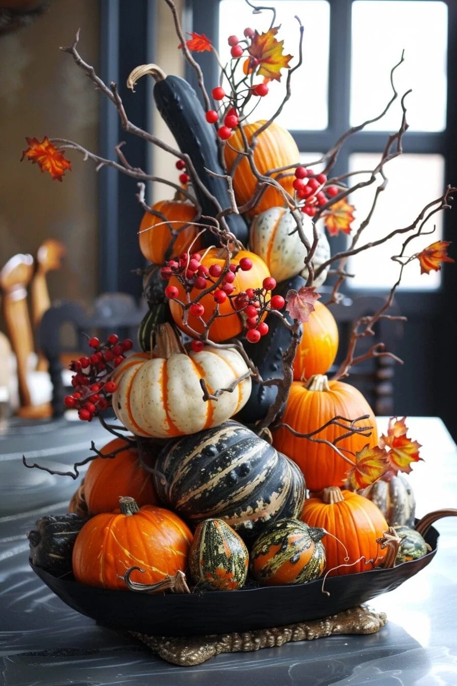 Centerpiece of Seasonal Gourds