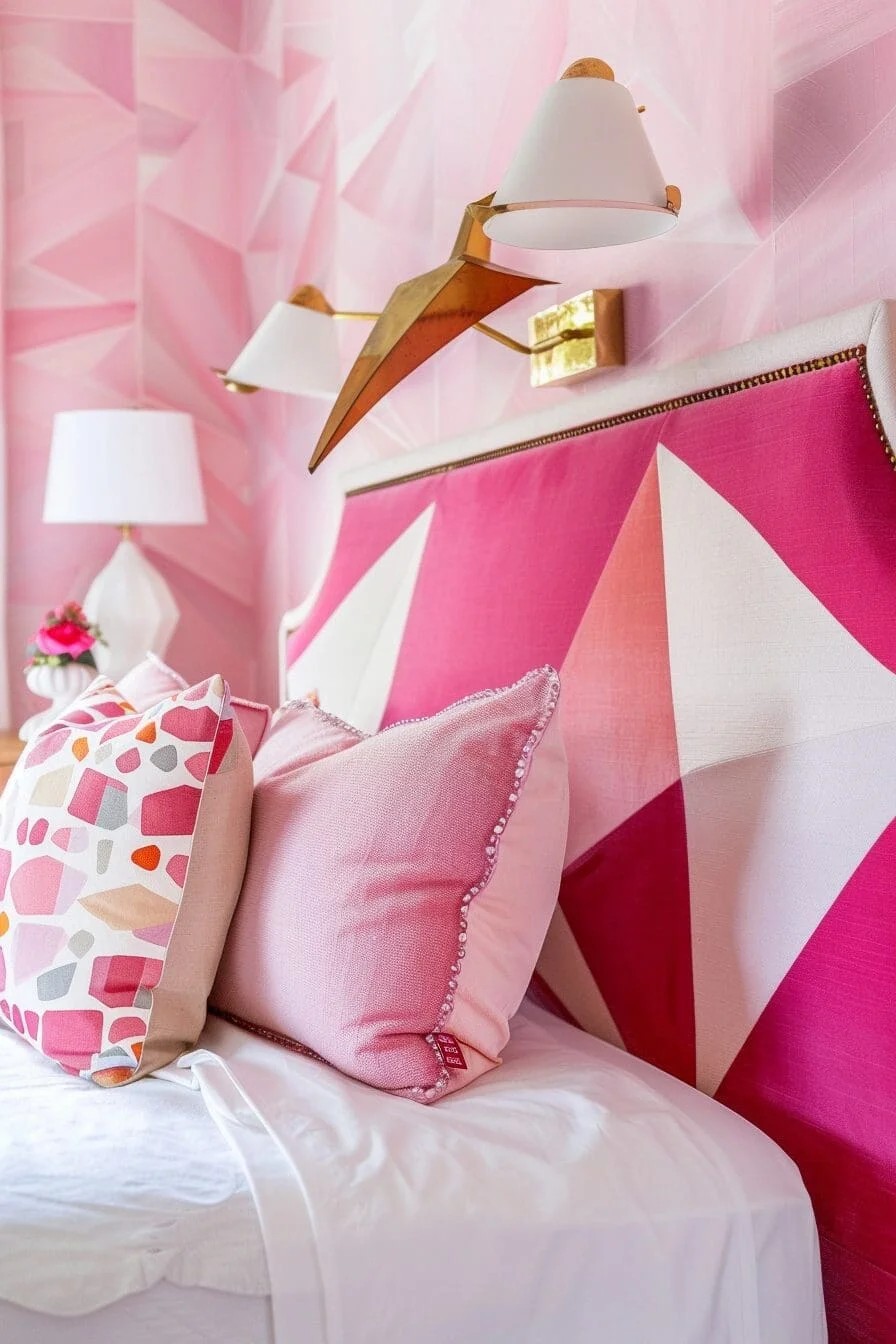 Hot Pink Geometric Headboard