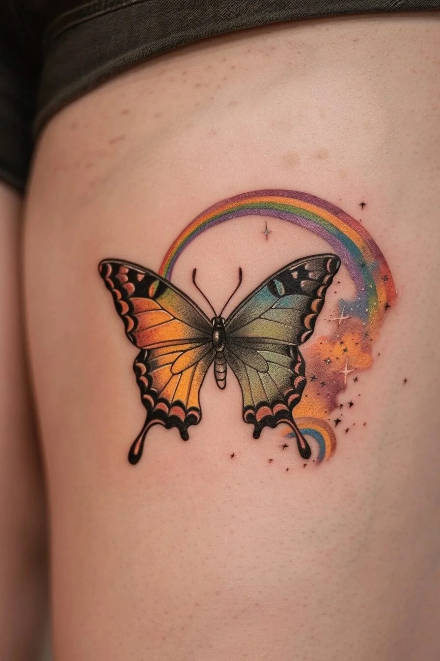 Butterfly with a Rainbow: Represents hope, beauty, and the diversity of life