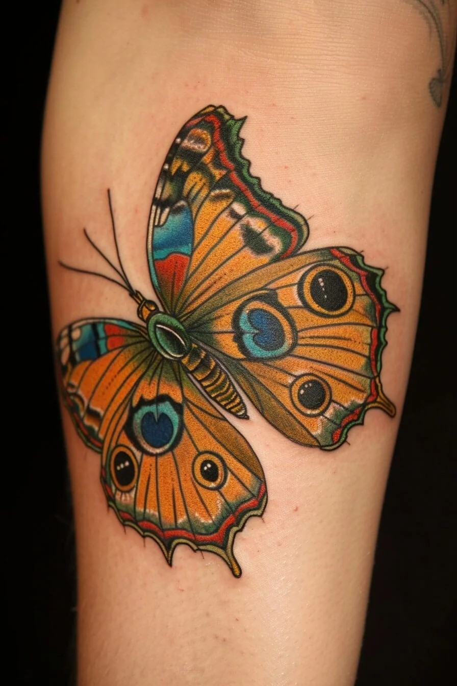 Peacock Butterfly: Represents beauty, elegance, and playfulness