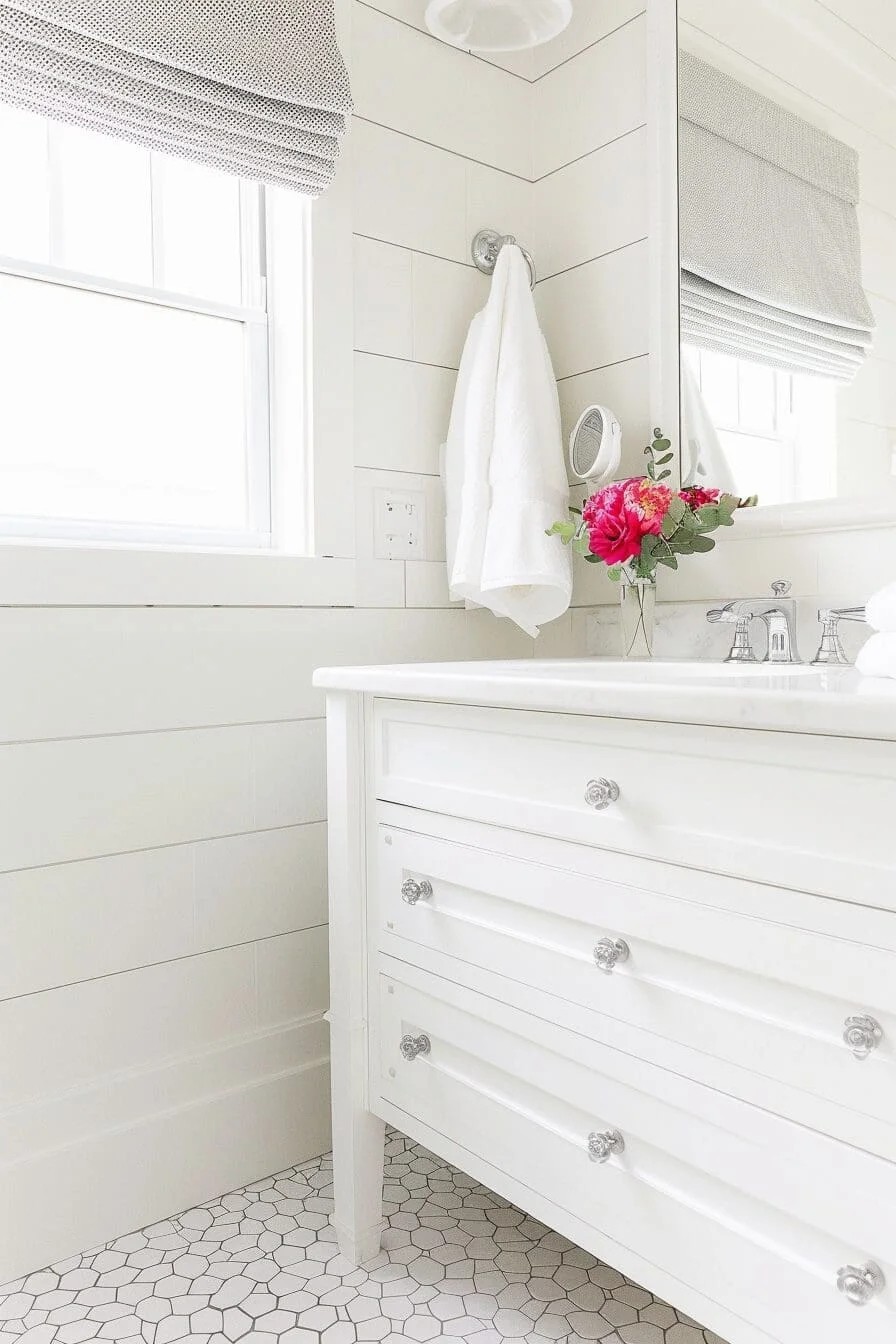 White Penny Tile Floor