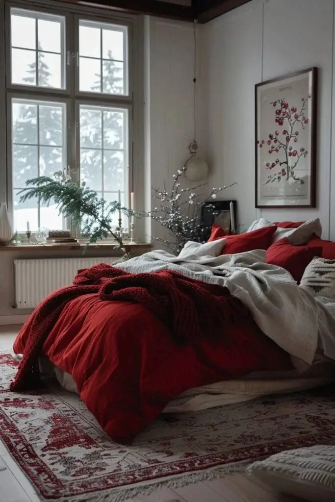 Scandinavian Red and White Decor