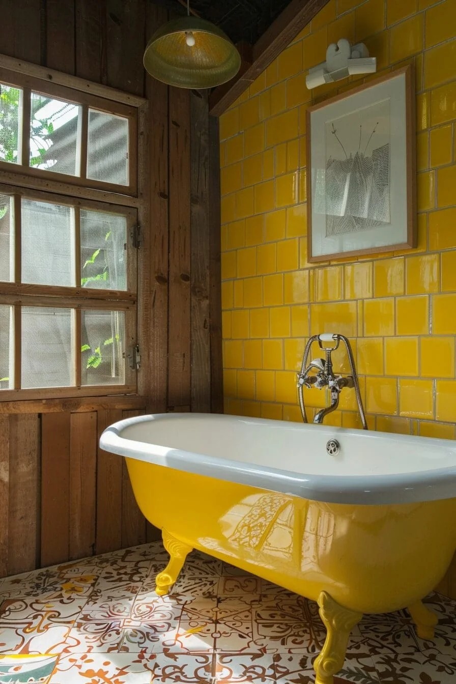 Vintage Yellow Clawfoot Tub