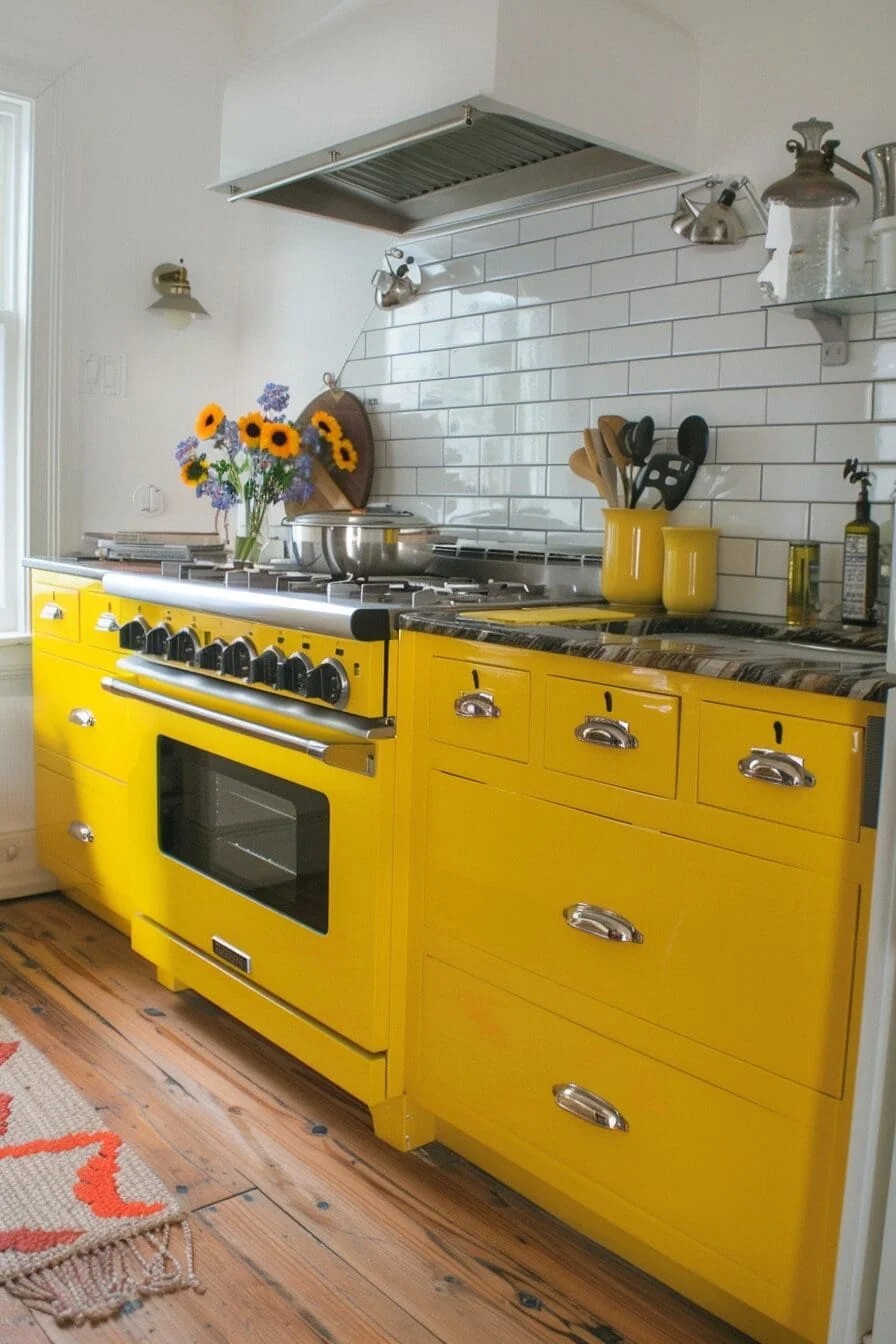 Pops of Yellow with Painted Appliances