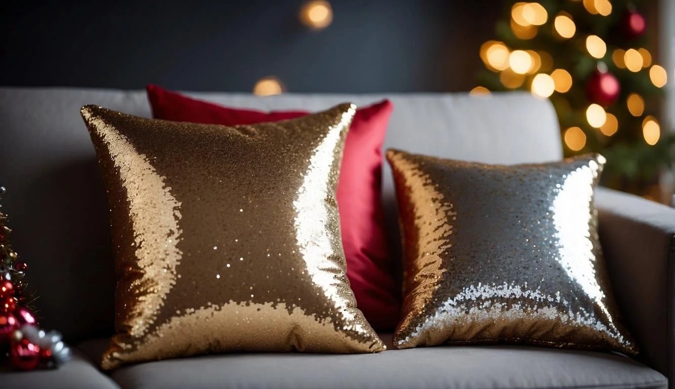 Sequin Embellished Christmas Throw Pillows