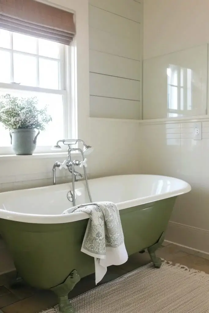 Vintage Green Clawfoot Tub