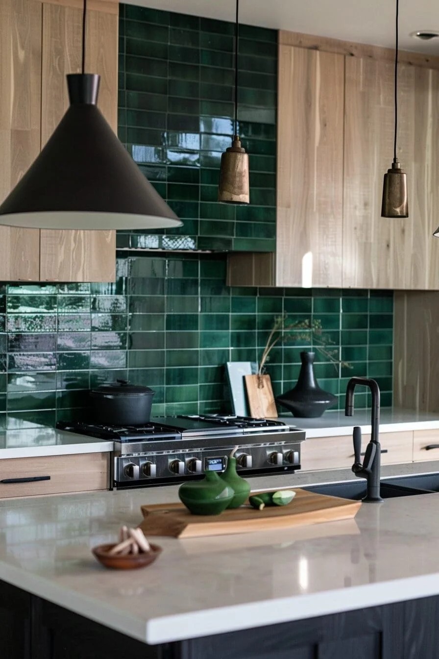 Emerald Green Tile Backsplash