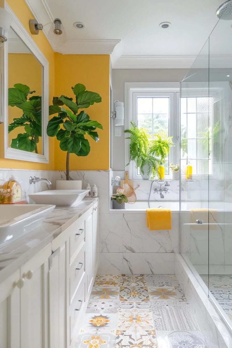 Yellow and White Marble Flooring