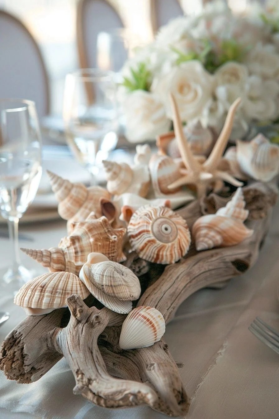 Seashell and Driftwood Centerpiece