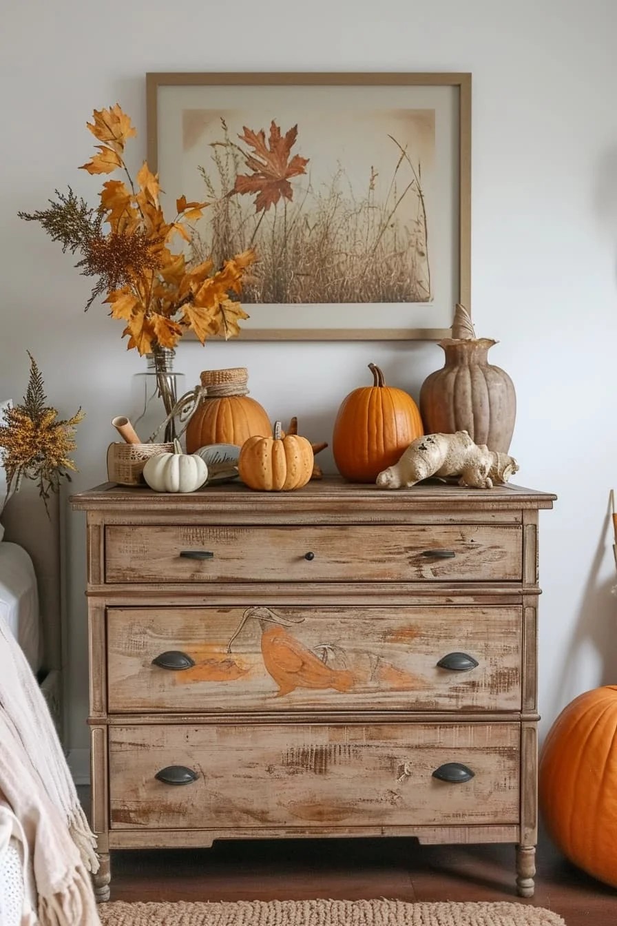 Bedroom Dresser With Fall Decor Items