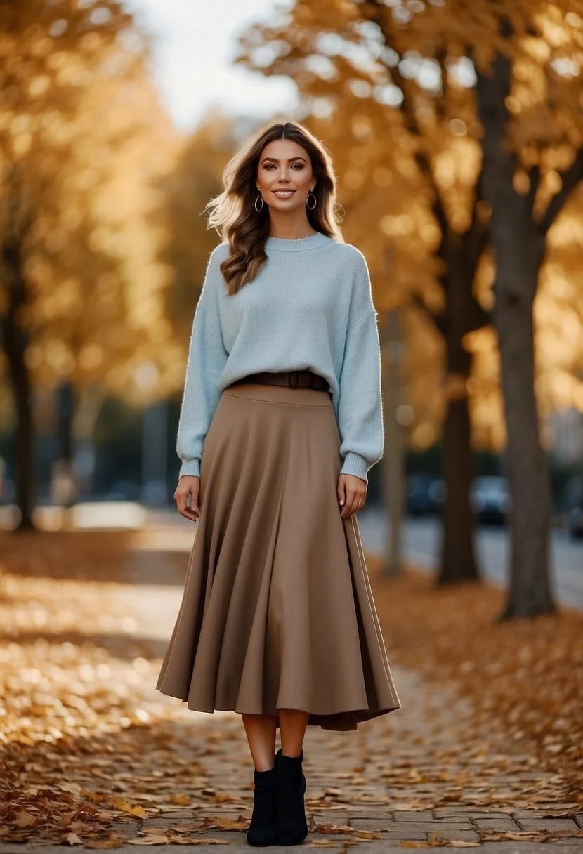 Sweater And A Midi Slip Skirt